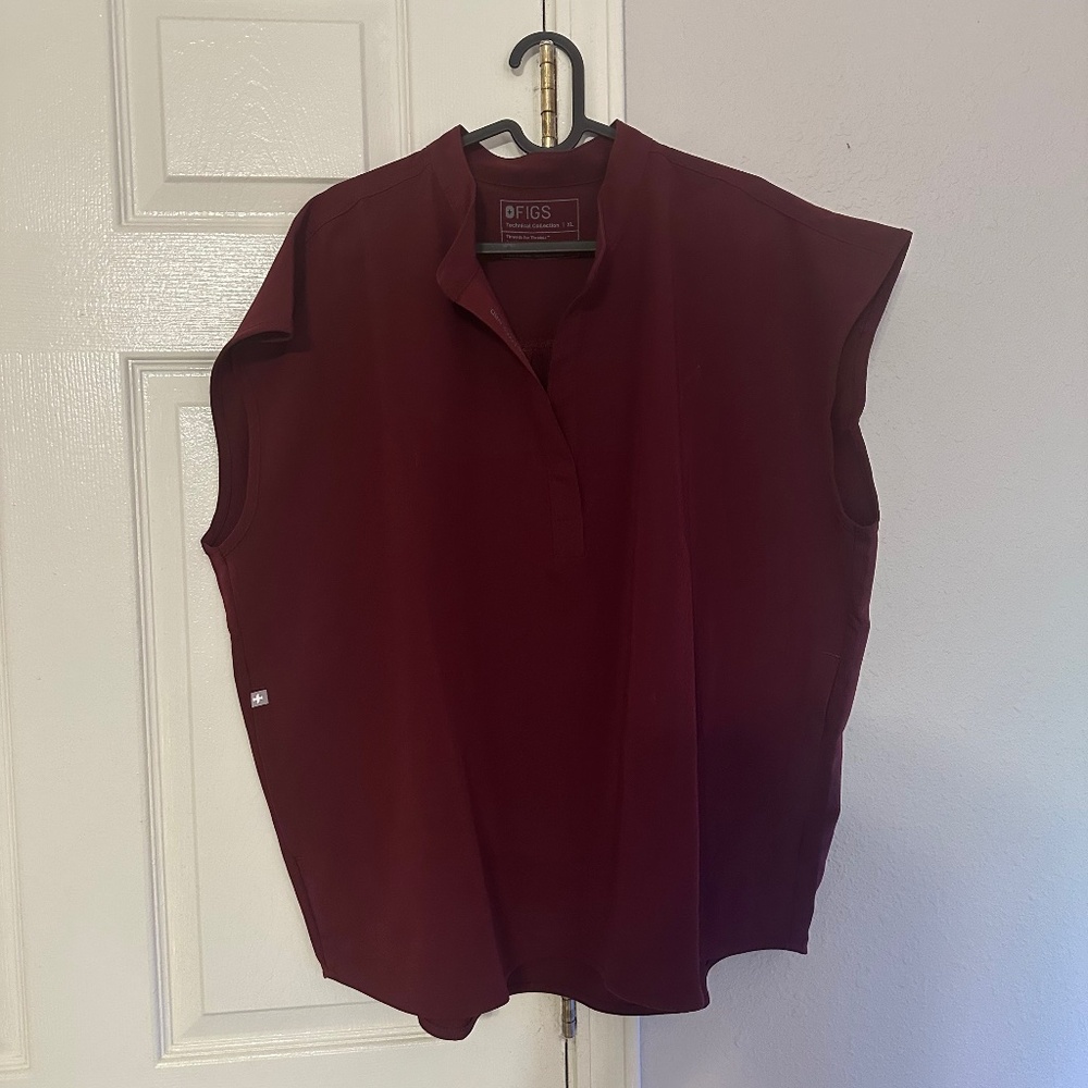 Dark red FIGS scrubs set